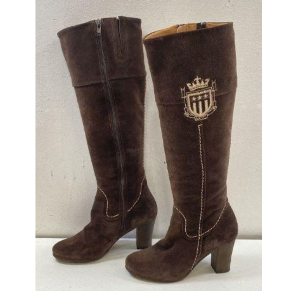 Vero Cuoio Italian Suede Crest Boots Women EU 37 US 6.5 Made Italy